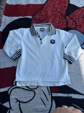 VINTAGE SPROCKETS WHITE LION CREST LONG SLEEVE COLLARED SHIRT SIZE 3T